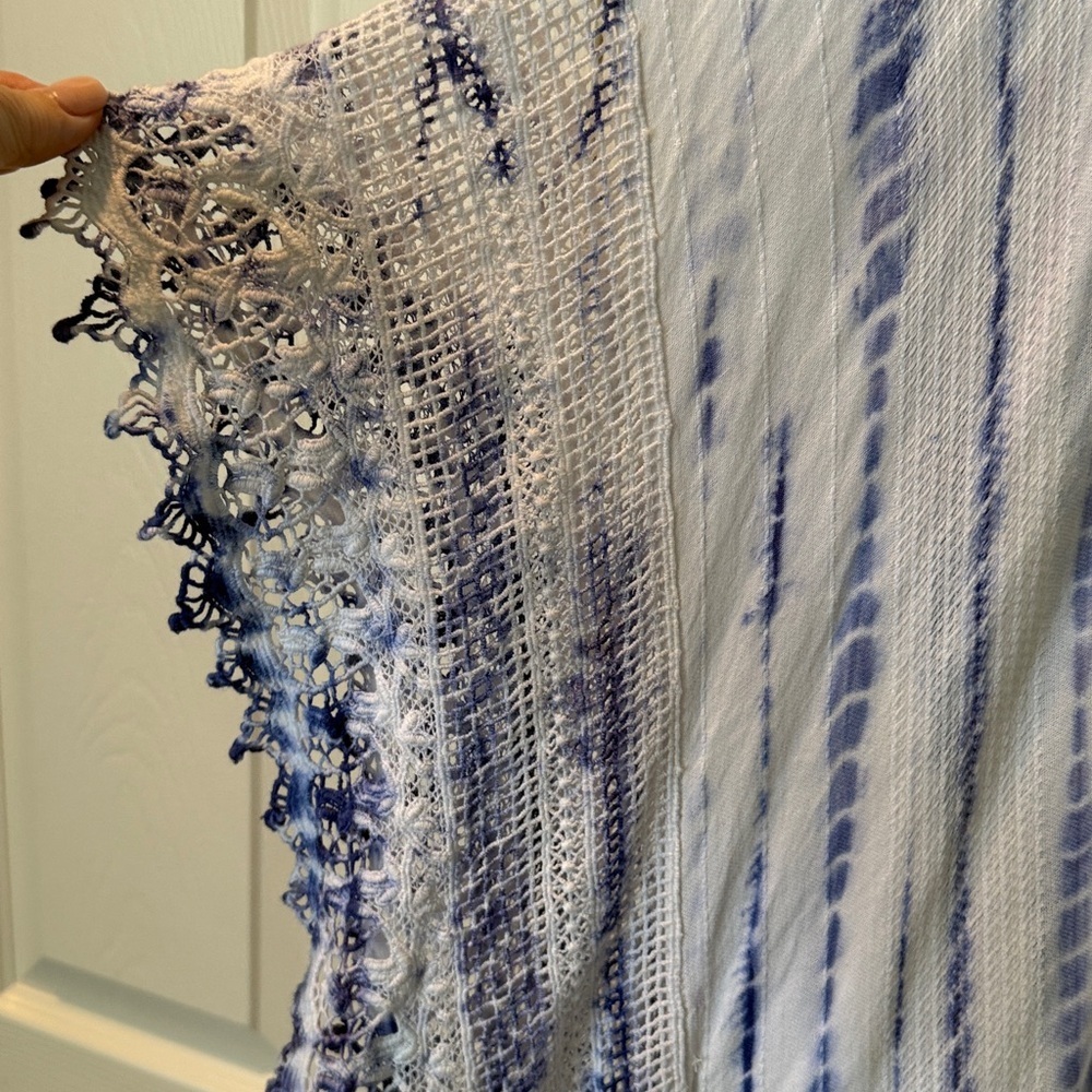 # Chico's L/XL Blue & White Tie-Dye Poncho/Coverup - Picture 3 of 5